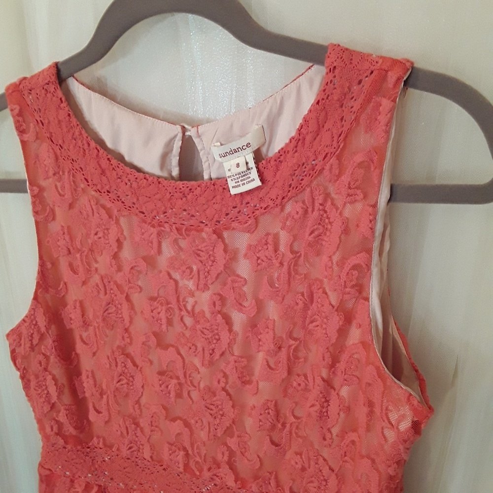 💜 SALE! Sundance Coral Lace Emma Dress. Gorgeous. - Picture 3 of 7